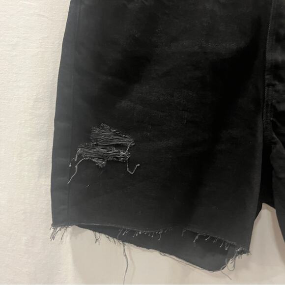 Old Navy Black Denim Jeans Womens Size 14 Slouchy Straight High Rise New Raw Hem - Picture 2 of 10